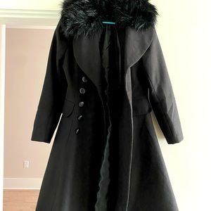Women’s black fit-and-flare pea coat size M